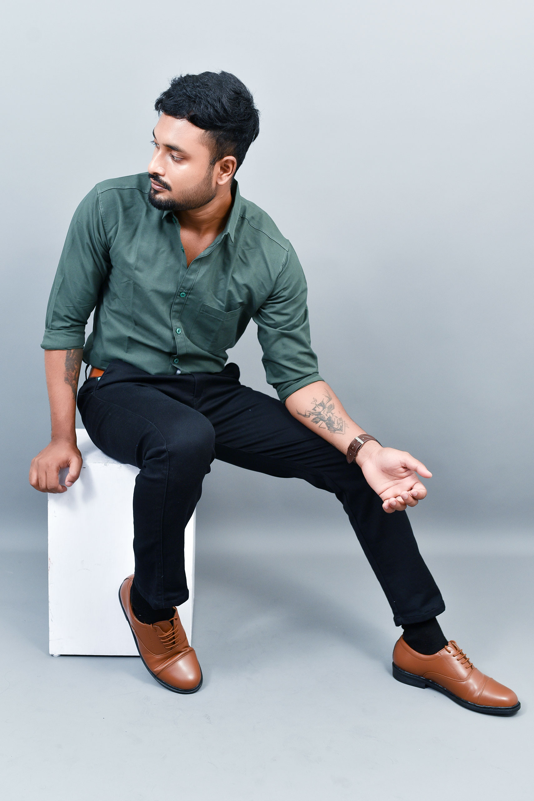Olive Green Cotton Shirt
