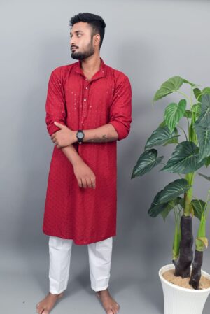 Maroon kurta festive wear for men 18-30 years